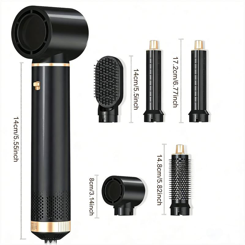 5-In-1 Air Styler Zero Heat Damage 203 ° F Lightweight Hair Dryer & Straightening Multi-Functional Styler Auto Curling Wand Auto Rotating Curler Straightener Comb Black Straightener Straightening Brush Gift& Curler Xmas Gift Air Styler